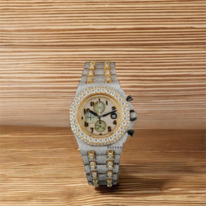 Montre chronographe Moissanite-Statement Bling Watch, Montre Moissanite Testeur de diamants Pass, Montre Moissanite faite à la main d'Inde - Product Image 1