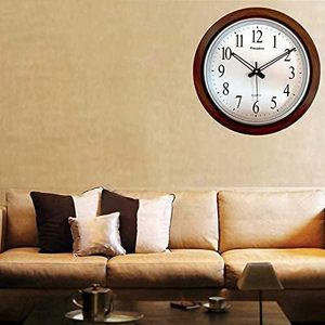 <b>Wooden</b> <b>Wall</b> <b>Clock</b>, 12 Inch, Round, Brown, Battery Powered, Vintage Style, for Home & Office Decor - Product Image 2