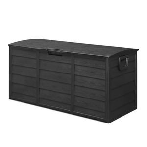75gal 280L Jardín al aire libre Cubierta de almacenamiento de plástico Caja Cofre Herramientas Cojines Juguetes NEGRO Asiento bloqueable - Product Image 4