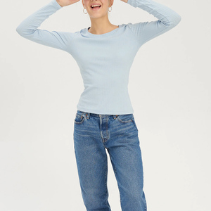 T-shirts unisexes pour femmes, été, respirants, décontractés, 100% coton, impression personnalisée du logo, manches longues - Product Image 3