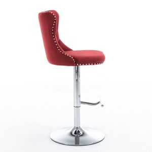 <b>Adjustable</b> Seat Height 25-33 Inch Swivel Velvet Barstools with Comfortable Tufted Backs Chrome Base Home <b>Bar</b> <b>Stools</b> - Product Image 4