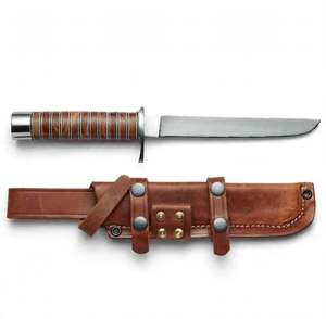 Handcrafted Stainless Steel Outdoor Utility <b>Tool</b> Stacked <b>Leather</b> Washer Handle Stainless Steel Guard - Product Image 6