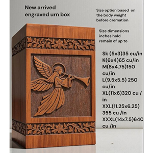 Handmade Wooden Angel Cremation Urn | Carved Memorial Adult Ashes Personalized Funeral | Religious Keepsake Urn by AYAANS - Product Image 4