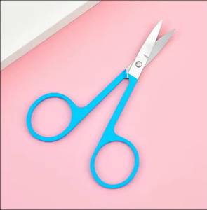 Blue Plastic Handle Stainless Steel Manicure <b>Scissors</b> With Sharp Straight Blade <b>For</b> <b>Nail</b> Care Adults Beauty Tools - Product Image 1