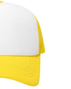 Gorra trucker de malla amarilla y blanca personalizada, ajustable con cierre a presión, frente de espuma, gorra de béisbol transpirable, logotipo personalizado, gorra al por mayor - Product Image 3