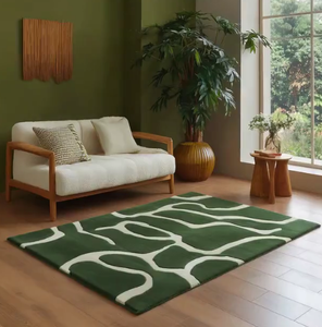 Alfombra de Lana/Seda Anudada a Mano de Calidad Premium, Antideslizante, de 0.5mm de Grosor, Diseño Moderno Geométrico Abstracto, Ideal para Ejercicio o Oración - Product Image 2