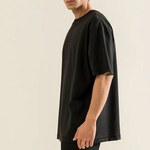 T-shirt surdimensionné personnalisé pour homme 100 % coton, style streetwear à épaules tombantes, grande taille, tissu épais - Product Image 4