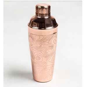 Professional 24oz Copper Plated Cocktail Shaker Etched Topographic <b>Map</b> Design Stainless Steel Cobbler Shaker Barware Wholesale - Product Image 1