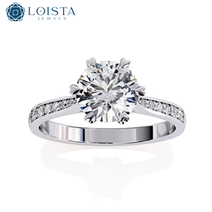 Bague de fiançailles personnalisée en diamant, bague en or avec diamant de laboratoire IGI rond, bague de mariage en diamant de laboratoire 18 carats - Product Image 1