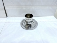 Gelas Anggur Kuningan Bebas Timbal Premium Buatan Pabrik India, Lapisan Nikel Perak, Logo Kustom, Kiddush, Desain Modern, Buatan Tangan