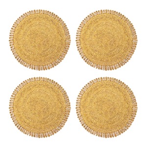 Ensemble de 4 sets de table réversibles en jute vintage, tressés en paille, style ferme, pour table à manger intérieure et extérieure - Product Image 3