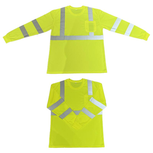 Men's High Visibility Reflective Long Sleeve Safety <b>Shirt</b> Breathable Polyester Workwear Style Round Neck Solid Color Casual - Product Image 3