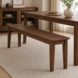 High Quality 140cm Wooden Dining <b>Bench</b> Japandi Walnut Finish with Tapered Legs for 3-Seater Dining <b>Table</b> & Home Use - Product Image 1
