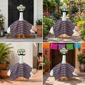 Déguisement de canard de porche Cinco De Mayo, poncho arc-en-ciel, sombrero, lunettes de soleil, moustache, décoration de statue de jardin - Product Image 5