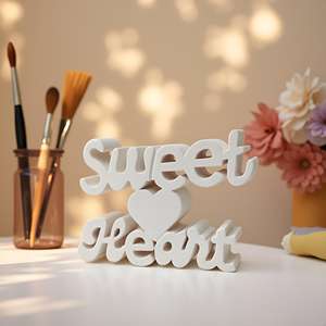 Décoration de table esthétique en bois en forme de cœur blanc, idéale pour la maison, le bureau ou la salle d'étude, décoration de pièce originale - Product Image 2