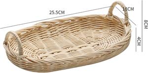 Bandeja Ovalada de Mimbre Tejida a Mano con Asas - Cesta de Pan de Ratán Natural para Cocina, Exhibición de Frutas y Desayuno en la Cama - Product Image 4