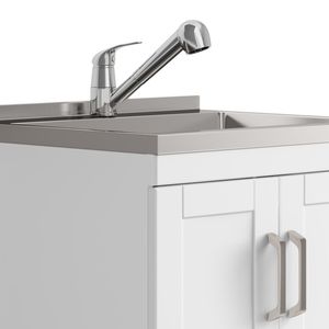 Mobile Lavanderia Kyle da 24 Pollici Bianco con Rubinetto e Lavello in Acciaio Inox, Elettrodomestico Premium - Product Image 5