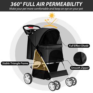 Cochecito para mascotas de servicio pesado, para perros medianos, con marco reforzado, cierre seguro y toldo impermeable, etiqueta personalizada aceptada, 2 uds., 2 uds. - Product Image 2