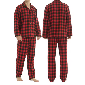 Pyjama en flanelle à carreaux rouge et noir pour hommes, en coton brossé chaud, à manches longues, durable, confortable, vêtements de nuit d'hiver pour hommes - Product Image 4