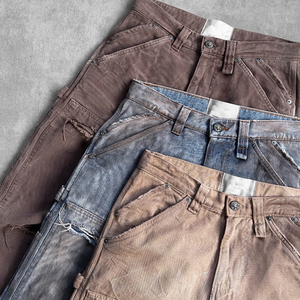 Pantalones Cargo de Mezclilla Desgastada para Hombre, Corte Holgado, Cintura Media, Estilo Urbano, Tela de Algodón para Otoño - Product Image 5