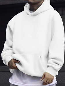 Sweat à capuche polaire homme grande taille streetwear gothique à épaules tombantes avec imprimé au dos, manches longues, haute qualité, faible MOQ - Product Image 4