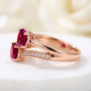 Bague de fiançailles vintage en argent sterling 925 plaqué or rose avec rubis rouge naturel, vente en gros de bagues fines pour femmes - Product Image 2