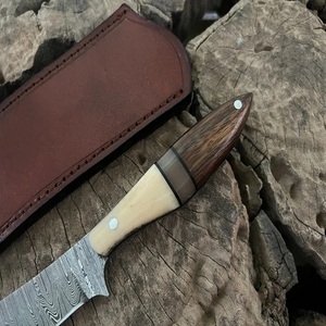 Couteau de chasse artisanal de haute qualité à lame fixe en acier Damas, manche en bois, logo personnalisé, tranchant comme un rasoir, qualité industrielle, garantie 3 ans - Product Image 2