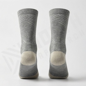 Crew Socks Gray Geometric Pattern Breathable Polyester Spandex Running Athletic Socks for Adults Spring Season - Product Image 2