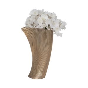 Contemporary Brass Tabletop Flower <b>Vase</b> Handmade <b>Ribbed</b> Design Decorative Home Accent for Wedding Party Decoration At Low Rates - Product Image 1