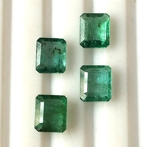 Émeraudes naturelles de Zambie, 3,55 carats au total, 85 mm, taille émeraude calibrée, facettées, translucides, pierres précieuses légères, lot de 4 - Product Image 1