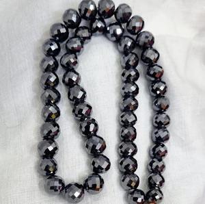 Perles de moissanite noires de 9 à 10 mm avec trou central de 1 mm | 50 pièces pour collier en diamant et autres bijoux - Product Image 4