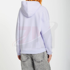 Sudadera con Capucha para Mujer, Color Morado Claro, Colección de Invierno, 100% Algodón Felpa, Corte Regular, Color Sólido, Estilo Casual para Otoño - Product Image 3
