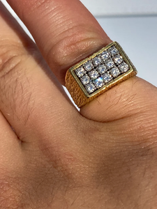 Women's SV JEWELS 18K <b>Gold</b> Plated IGI Certified <b>Cocktail</b> <b>Ring</b> Diamond Pave Setting Geometric Design Hiphop Wedding Band Gift - Product Image 3