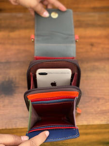 Nouvelle version multicolore femmes élégant véritable fait à la main en cuir recyclé Mobile sac à bandoulière à la mode épaule bandoulière chaud - Product Image 6