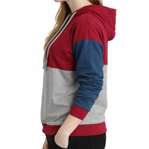 Sweat à capuche color block pour femme, pull décontracté à manches longues, hiver, qualité supérieure, tissu coton et polyester, capuche réglable pour femme - Product Image 4