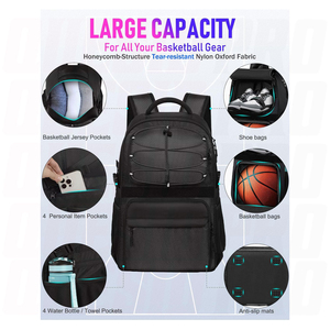 Premium Basketball Bag Backpack with Ball <b>Holder</b> <b>Shoes</b> Compartment Large Capacity Sports Travel Backpack for Training Gym School - Product Image 5