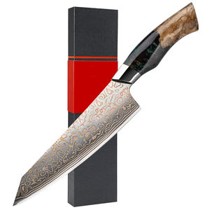 Couteau Santoku artisanal en cuivre damasé avec manche ergonomique pour une découpe fine des légumes et la préparation quotidienne des repas - Product Image 3