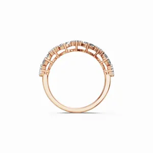 Trendy Design Radiance Lab Grown Diamond Band Marquise & Round Cut 9-Stone IGI Certified <b>Ring</b> in 18K Rose Gold for Women's - Product Image 3