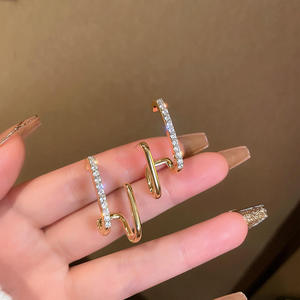 Fashion Drop Earring 10K Gold Lab Grown Diamond Needle High Fashion Stud Earrings Popular Women's Alloy Jewelry Wear <b>Accessories</b> - Product Image 2