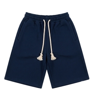 Pantalones cortos tipo Bermuda de algodón de color sólido para hombre, con cordón en la cintura y bolsillos, estilo casual, cintura media, tejido de punto - Product Image 3