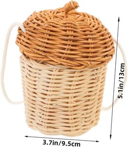 Sac en rotin fait main en forme de gland pour enfants - Sac à bandoulière créatif en osier en forme de noix et accessoire de photographie - Product Image 2