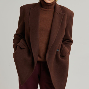 Abrigos de lana largos sin cuello para mujer, chaqueta de invierno para mujer - Product Image 2