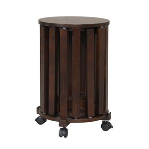 Set di 4 Sgabelli Impilabili in Legno di Gomma Massiccio, Base Girevole Bloccabile, Sedute Extra per Sala da Pranzo, Colore Noce - Product Image 3