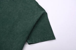 เสื้อยืดสไตล์ไฮสตรีทแบบย้อมสีเอซิดสำหรับทุกเพศ พิมพ์โลโก้ได้ สีพื้น ทรงโอเวอร์ไซส์ เสื้อไซส์ใหญ่ เสื้อผู้ชาย - Product Image 4