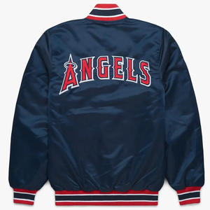 Custom Navy <b>Blue</b> Satin Varsity Jacket <b>Men</b> Athletic Logo Bomber Jacket Wholesale Letterman Baseball Uniform Sportswear - Product Image 2