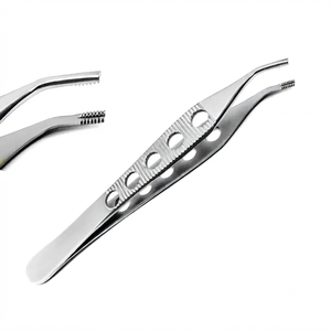 Pinzas Adson Brown Dentales Curvas con Orificios, Portaagujas Quirúrgico para Dedo Pulgar, Juego de Instrumentos de Acero Inoxidable CE Manual - Product Image 4