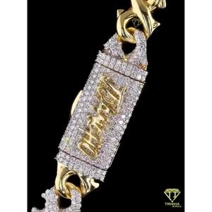 Cadena de eslabones infinitos de 12 mm, chapada en oro de 18 quilates, con diamantes de moissanita, estilo cubano, joyería hip hop brillante para hombres y mujeres - Product Image 3