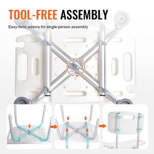 Silla de Ducha Ajustable en Altura, Asiento de Baño Antideslizante para Personas Mayores y Discapacitadas, Taburete de Acero para Bañera o Ducha - Product Image 4