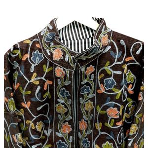 Women's New Style Embroidery Stripe Multi Floral Cotrise Cotton <b>Jacket</b> Eco-Friendly Breathable Quick Dry Unisex Autumn Winter - Product Image 4