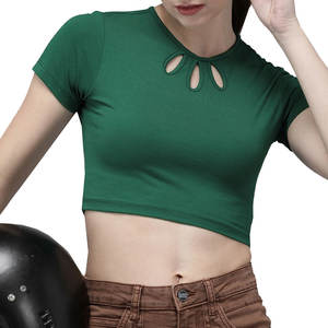 Top Corto para Mujer, Resistente al Viento, Hecho en Fábrica, de Algodón de la Mejor Calidad, Verano, Casual, Sólido, Transpirable, para Venta en Línea - Product Image 1